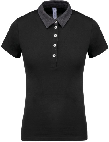 Polo jersey bicolore femme