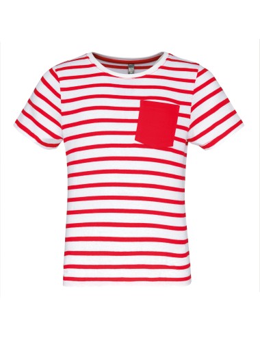 T-shirt rayé marin avec poche manches courtes enfant