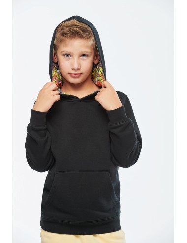 Sweat-shirt à capuche contrastée à motifs enfant unisexe