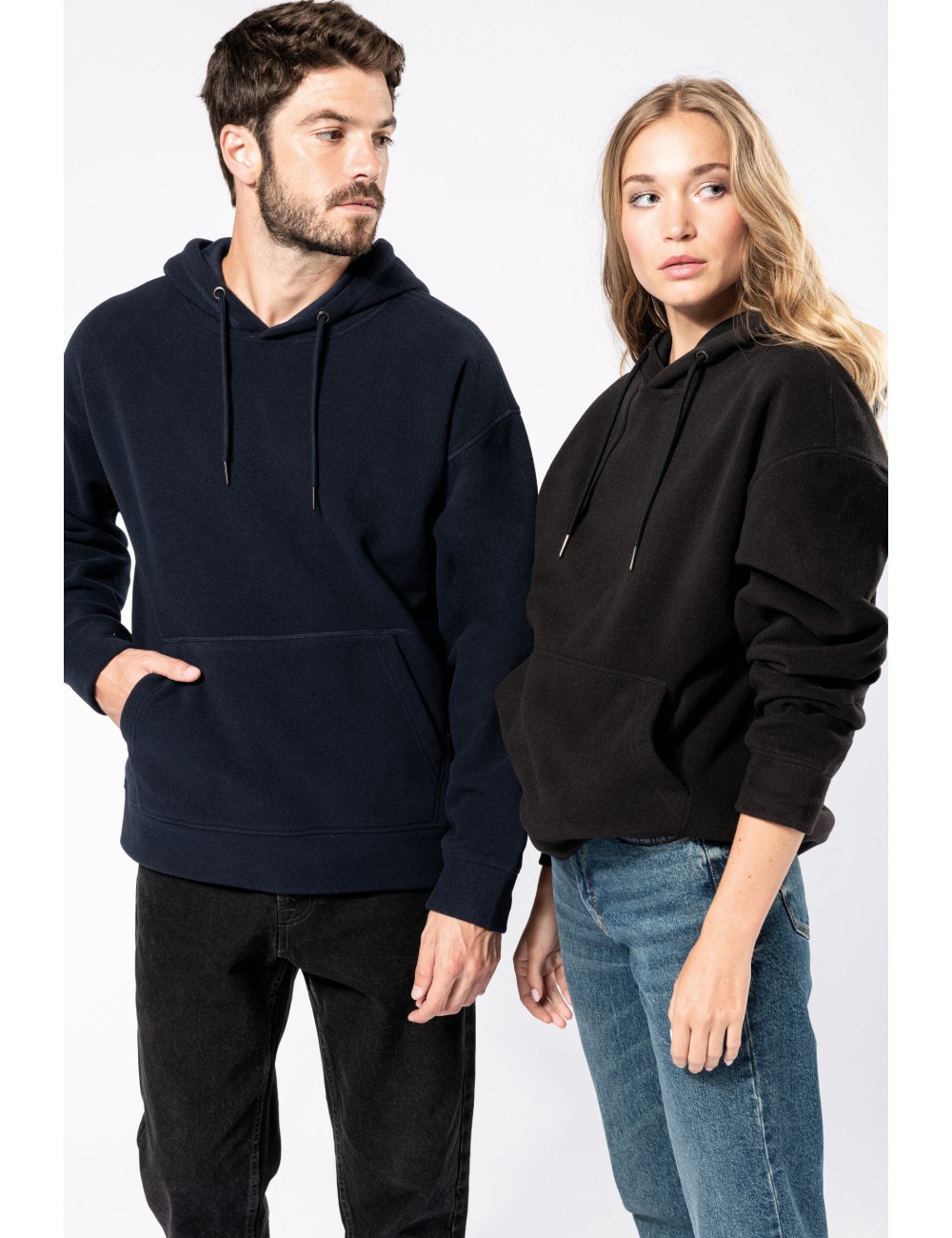 Sweat-shirt à capuche oversize en micropolaire recyclée unisexe