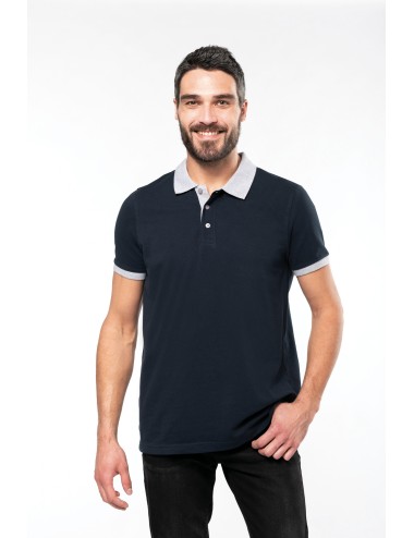 Polo piqué bicolore homme