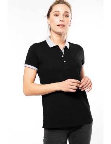 Polo piqué bicolore femme