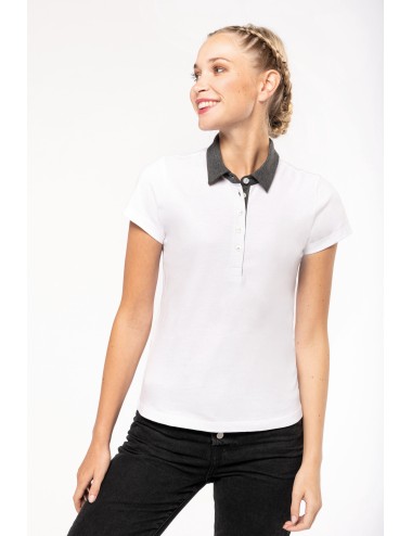 Polo jersey bicolore femme