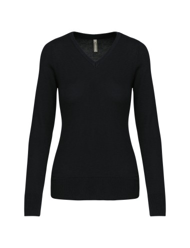 Pull col V femme