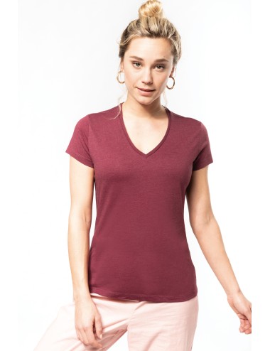 T-shirt coton Bio col V femme