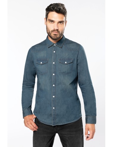 Chemise denim manches longues