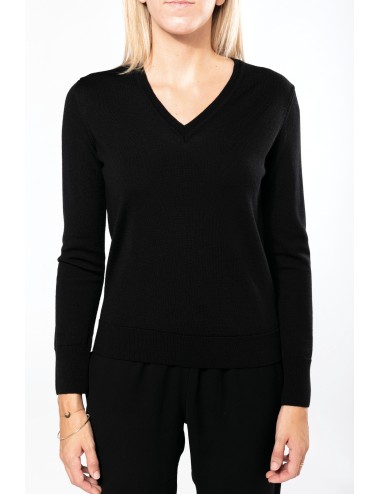 Pullover mérinos col V femme