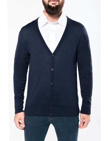 Cardigan boutonné mérinos homme