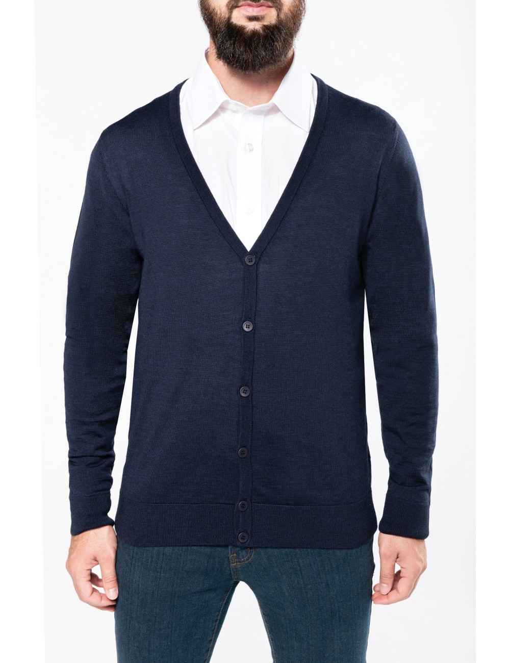 Cardigan boutonné mérinos homme