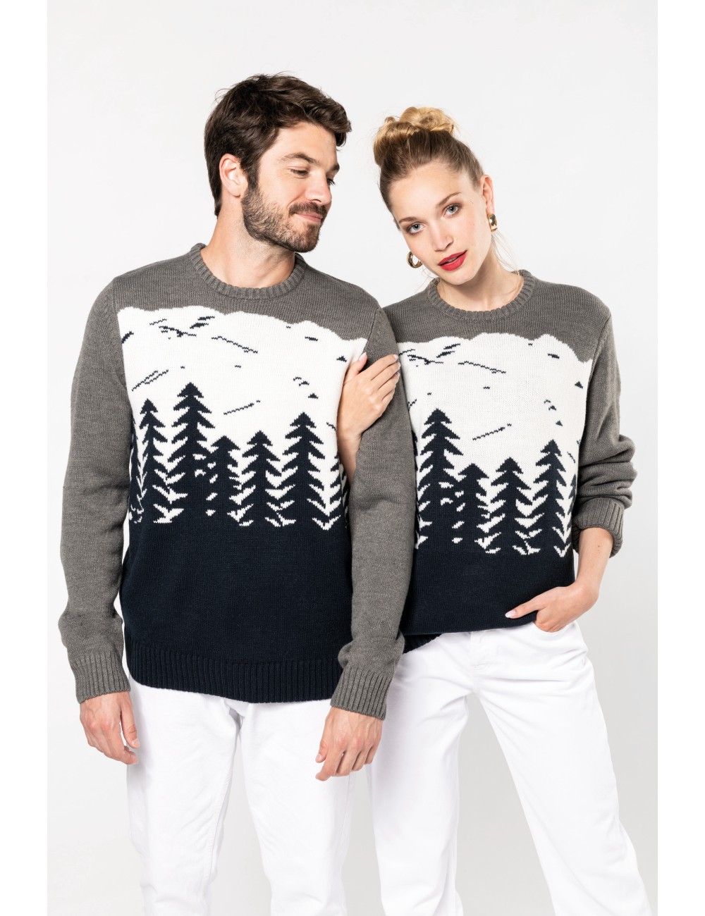 Pullover de Noël motif sapins