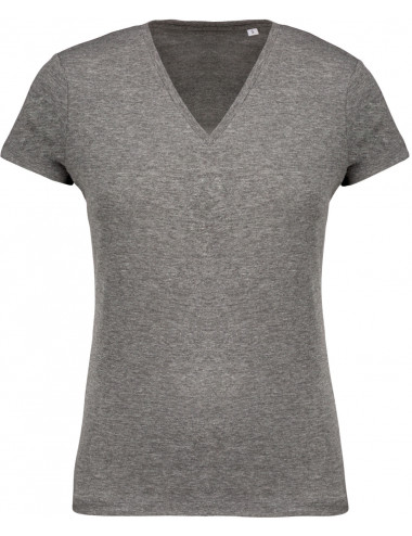 T-shirt coton Bio col V femme